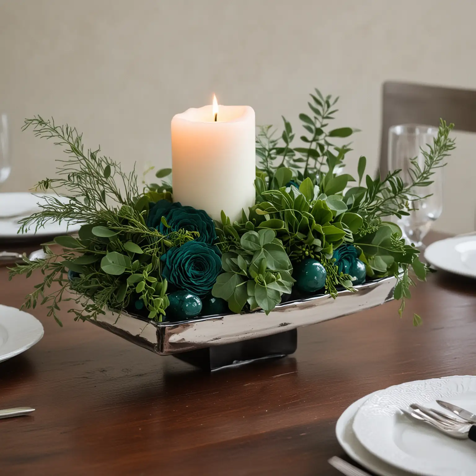 Modern-Small-Wedding-Centerpiece-with-Bold-Emerald-Green-Accents
