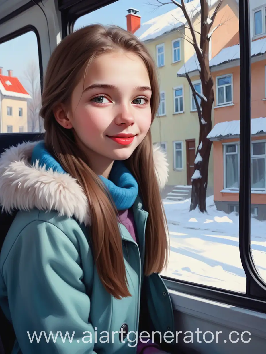 Russian-Teenage-Girl-Gazing-Thoughtfully-from-Minibus-Window-in-Winter-Cityscape