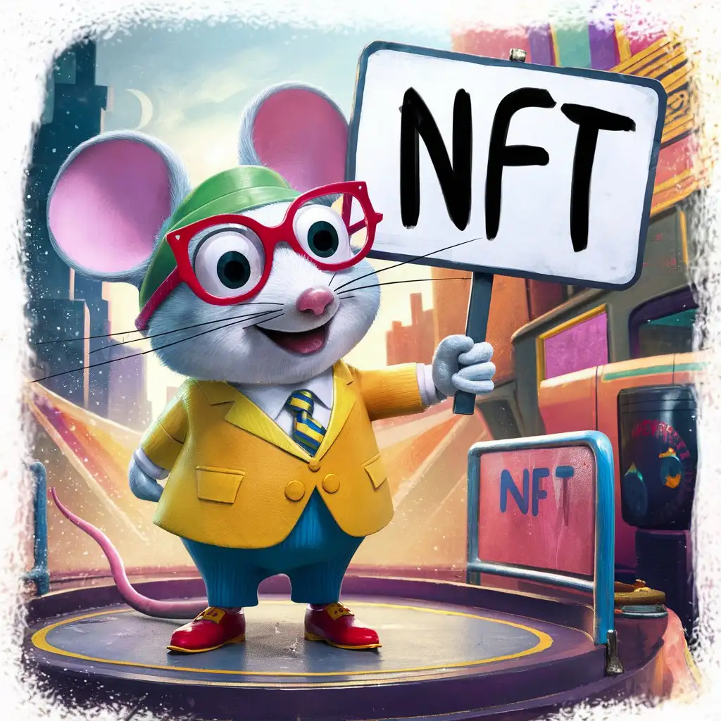 Cartoon-Guinea-Pig-in-Glasses-and-Clothing-NFT-Art