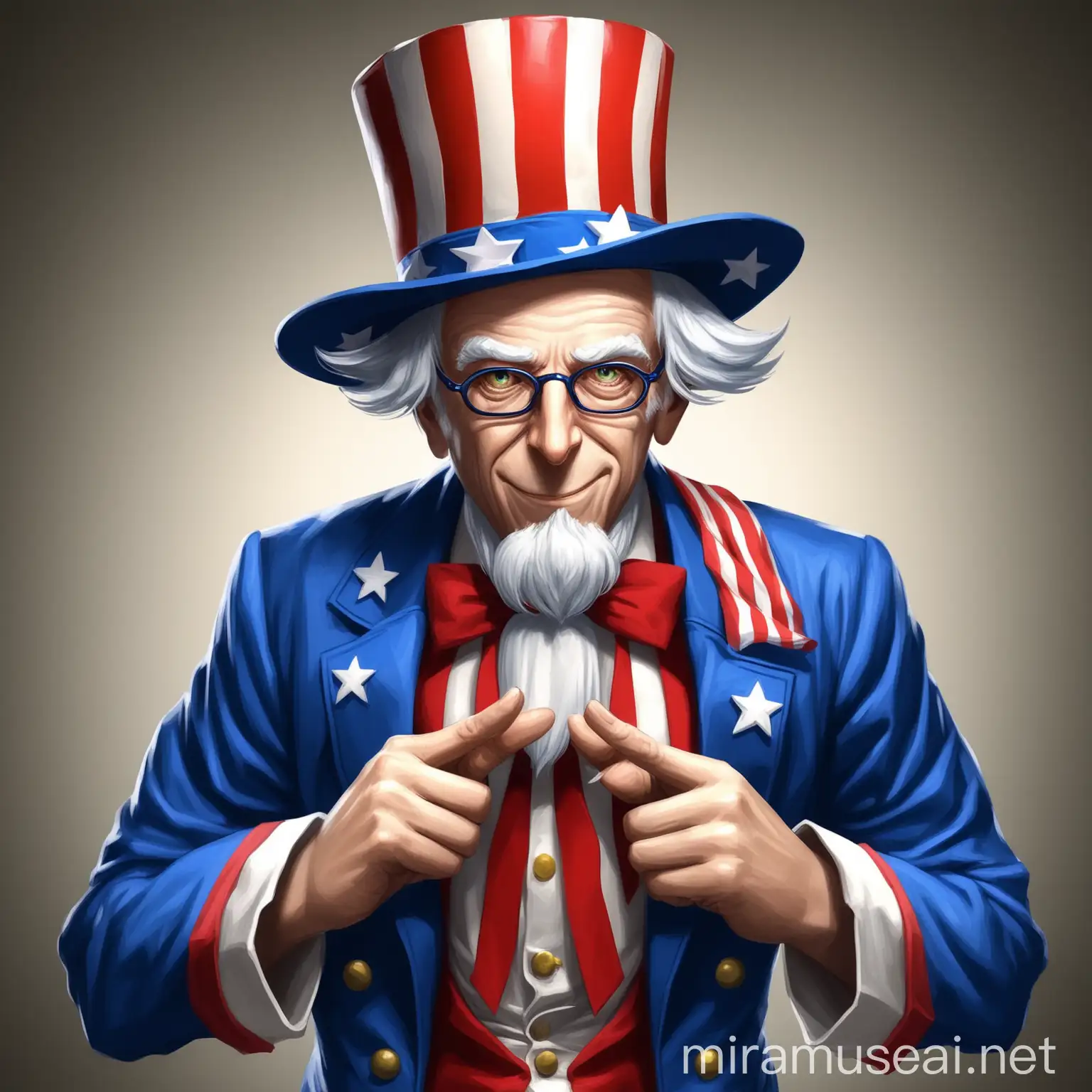 Boy Dressed as Uncle Sam in Patriotic Costume