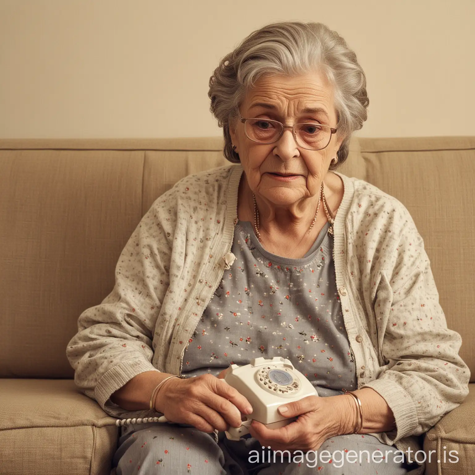 Grandma-Reflecting-Thoughtfully-on-the-Sofa-at-Home