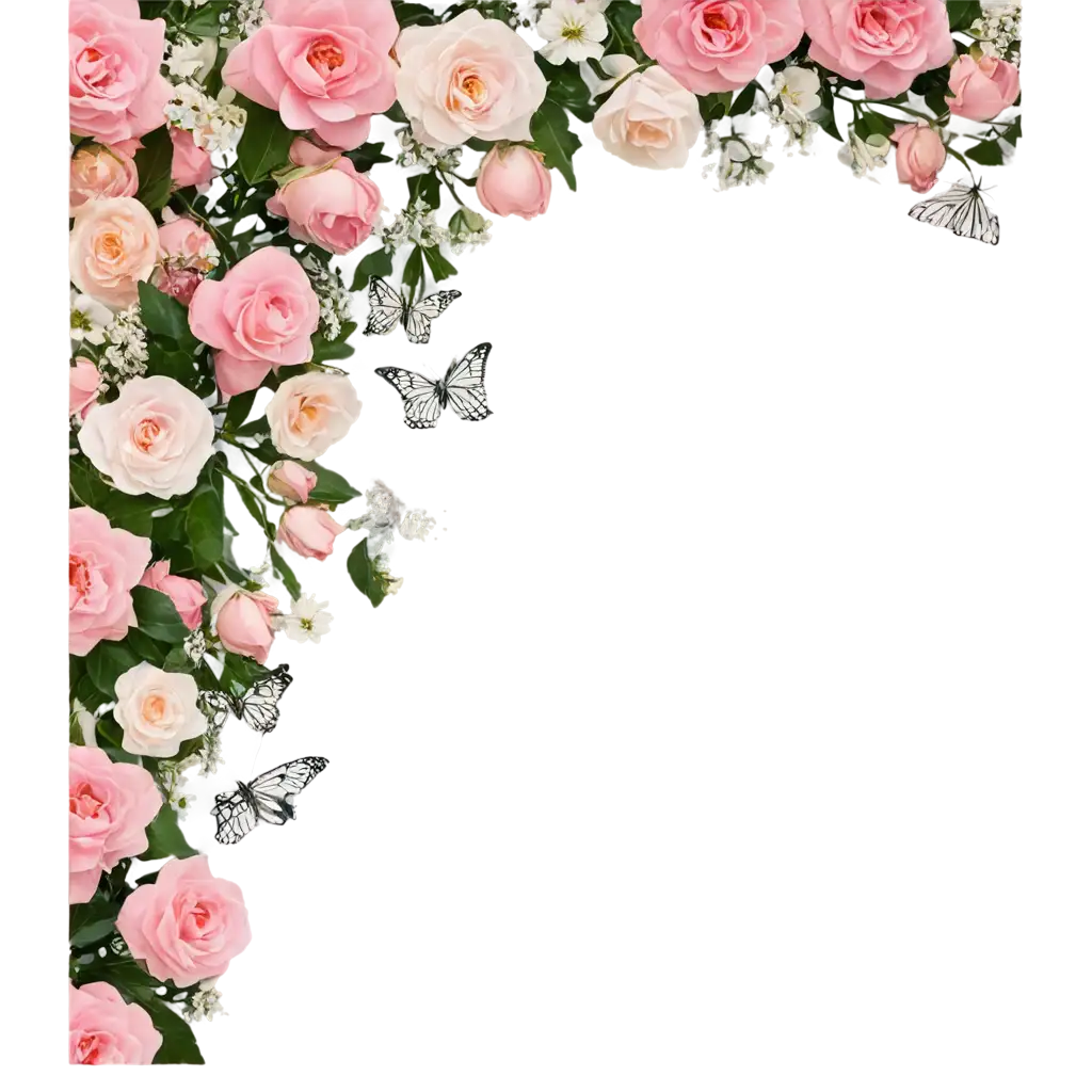 Exquisite-Floral-PNG-Corner-Frame-Elevate-Your-Design-with-HighQuality-Transparent-Flowers