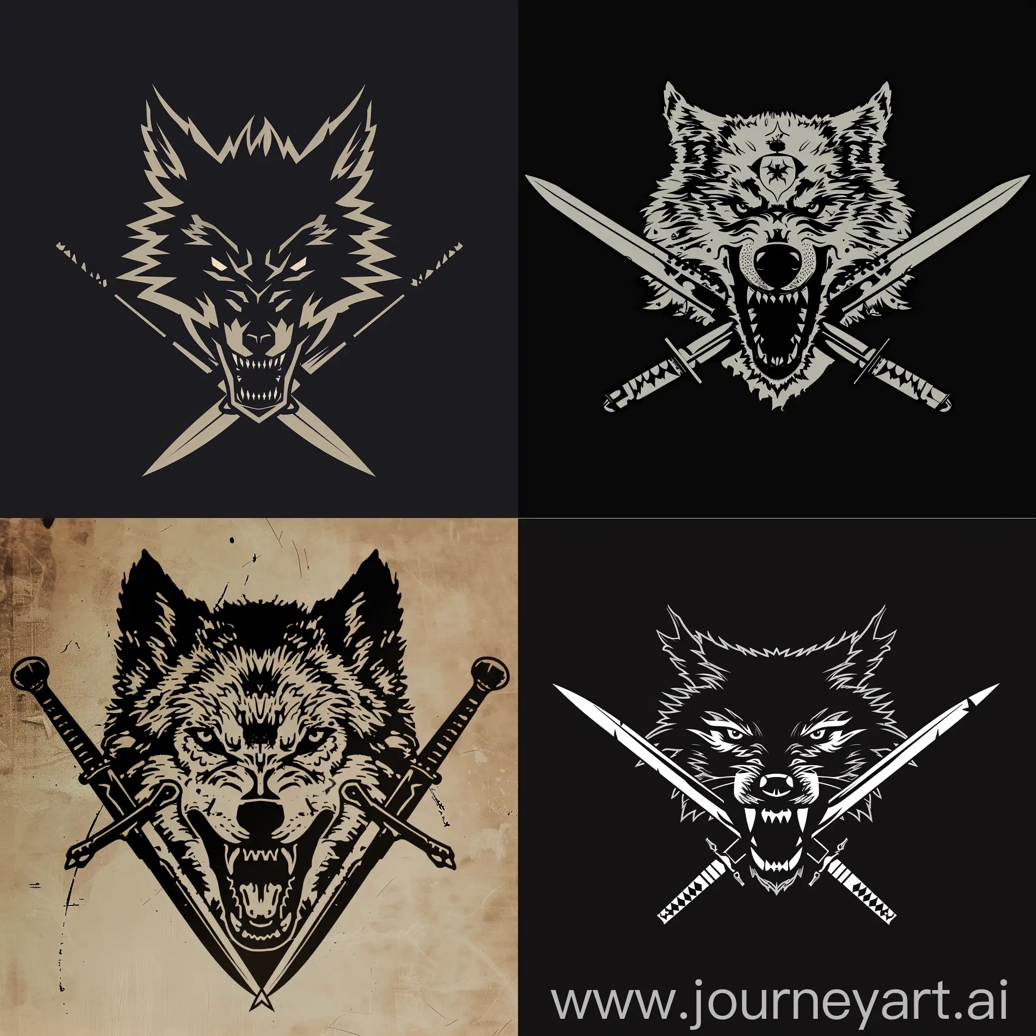 Fierce-Wolf-Emblem-with-Crossed-Swords-Logo-for-Military-Tactical-Company