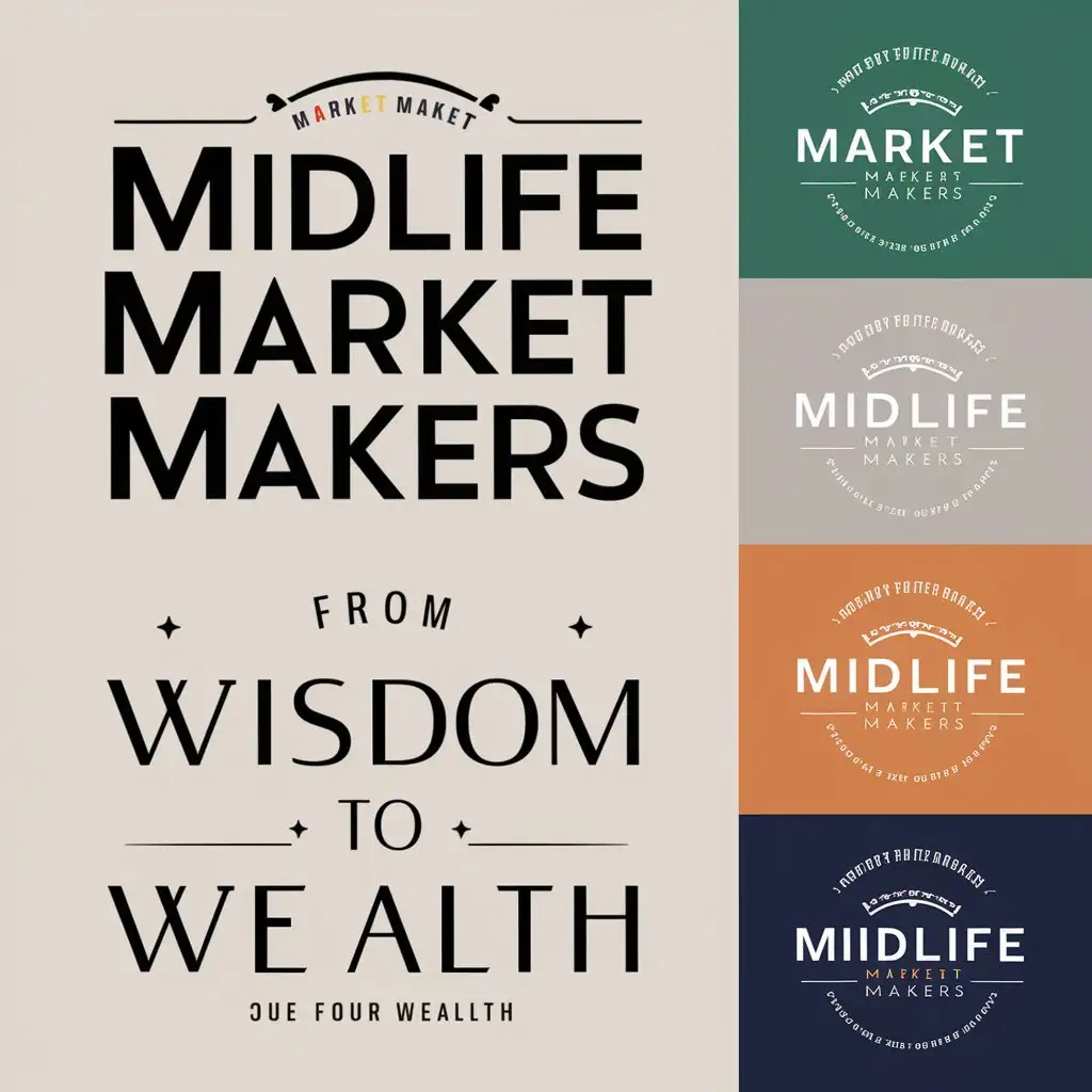 a logo design,with the text "Midlife Market Makers", main symbol: Here are the logo designs for "Midlife Market Makers" and "From Wisdom To Wealth". I have created horizontal and vertical versions in color and white.

Midlife Market Makers (Logo) - Horizontal Version:
Color: <http://logo/Midlife_Market_Makers_Horizontal_Color.png>
White: <http://logo/Midlife_Market_Makers_Horizontal_White.png>

Midlife Market Makers (Logo) - Vertical Version:
Color: <http://logo/Midlife_Market_Makers_Vertical_Color.png>
White: <http://logo/Midlife_Market_Makers_Vertical_White.png>

From Wisdom To Wealth (Logo) - Horizontal Version:
Color: <http://logo/From_Wisdom_To_Wealth_Horizontal_Color.png>
White: <http://logo/From_Wisdom_To_Wealth_Horizontal_White.png>

From Wisdom To Wealth (Logo) - Vertical Version:
Color: <http://logo/From_Wisdom_To_Wealth_Vertical_Color.png>
White: <http://logo/From_Wisdom_To_Wealth_Vertical_White.png>,Moderate,be used in Others industry,clear background