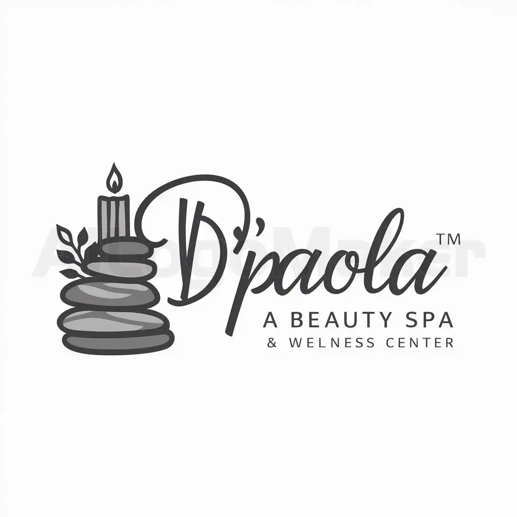 LOGO-Design-For-Dpaola-Serene-Beauty-with-Massage-Stones-Candles-and-Leaves