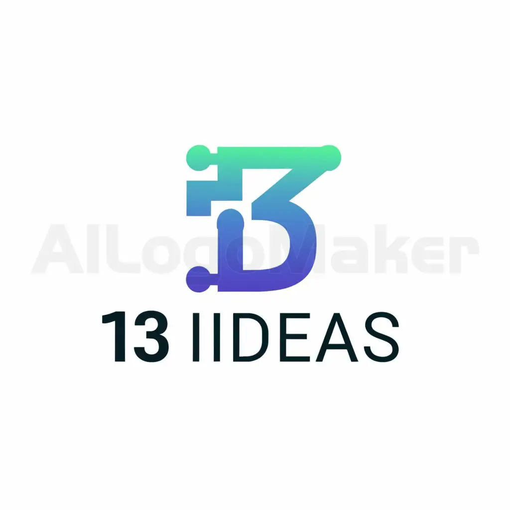 a logo design,with the text "13 Ideas", main symbol:Digital Solutions,Minimalistic,clear background