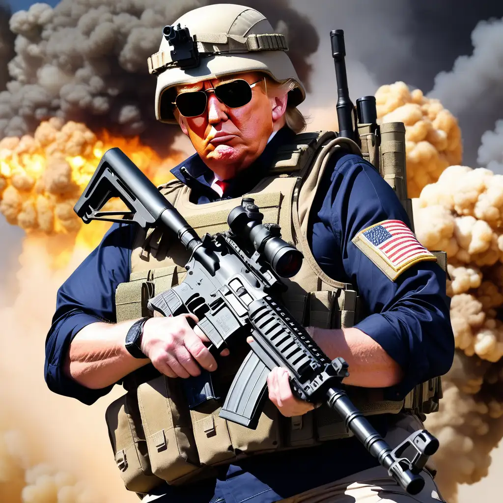 Donald Trump Armed in Combat Gear with AR15