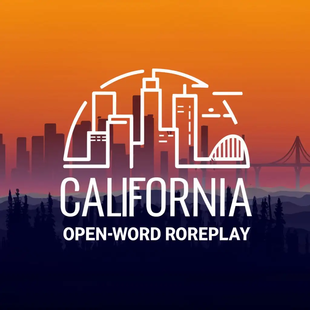 a logo design,with the text "California Openworld Roleplay", main symbol:A city background ,complex,clear background