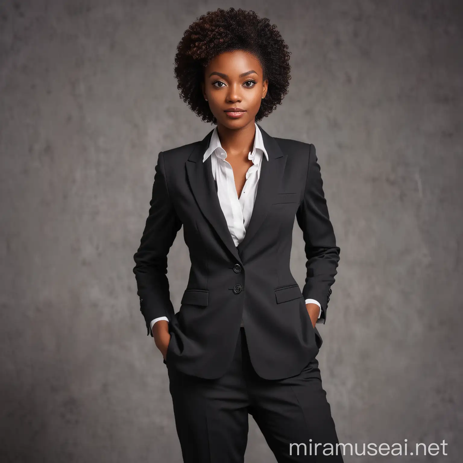 generate a professional image of a black lady in suit