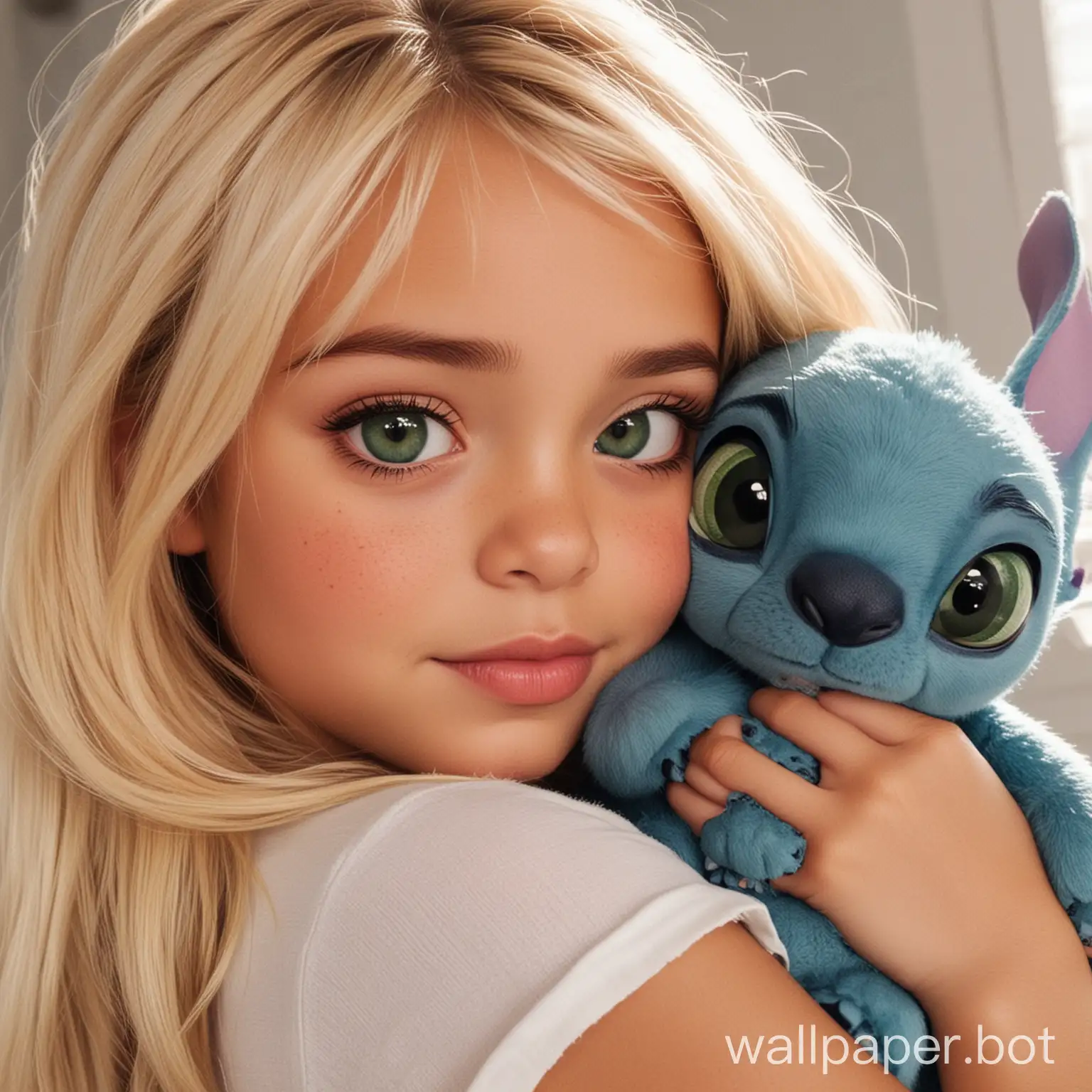 Lilo-and-Stitch-Affectionate-Bond-between-a-Girl-with-Tan-Skin-Blond-Hair-Green-Eyes-and-Stitch
