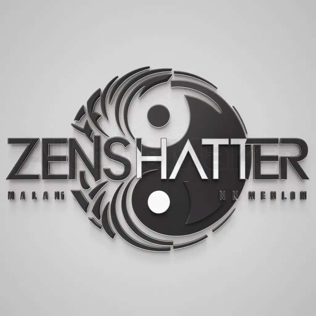 a logo design,with the text 'ZenShatter', main symbol:yin yang, fragmentar,complex,be used in Others industry,clear background