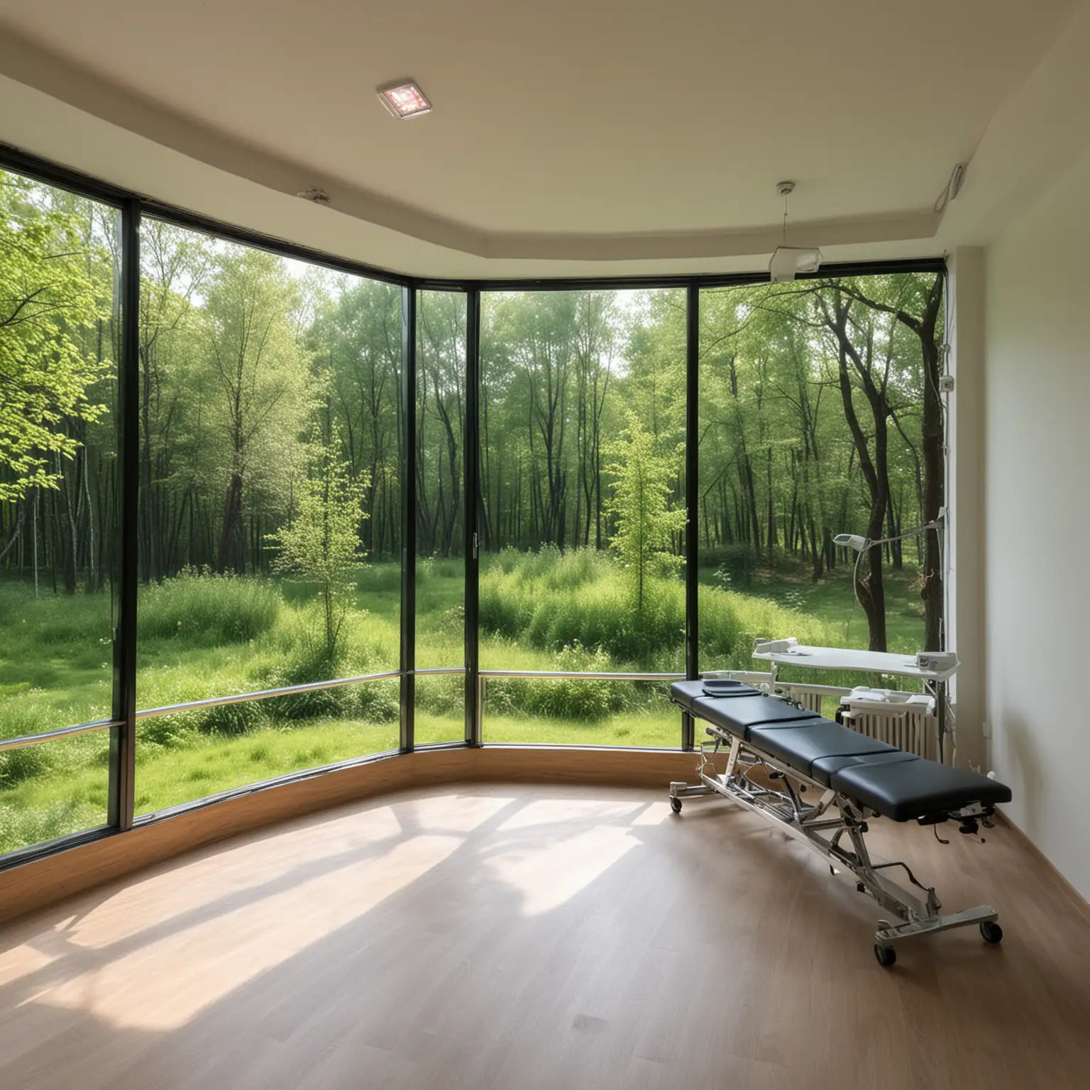 Rehabilitation Clinic with Nature View for Electronic Device Users