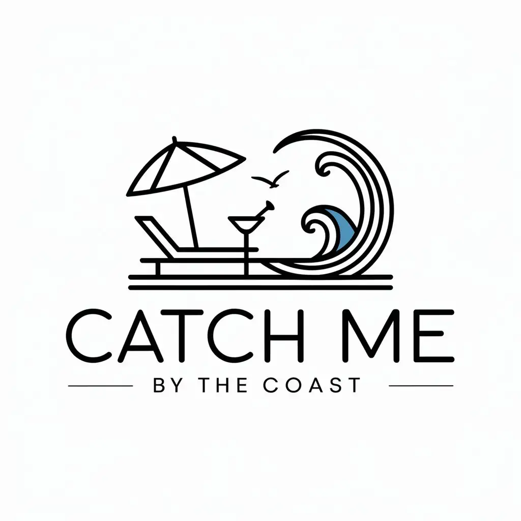 a logo design,with the text "Catch Me By The Coast", main symbol:Luxury Beach leisure. Clear background,Moderate,clear background