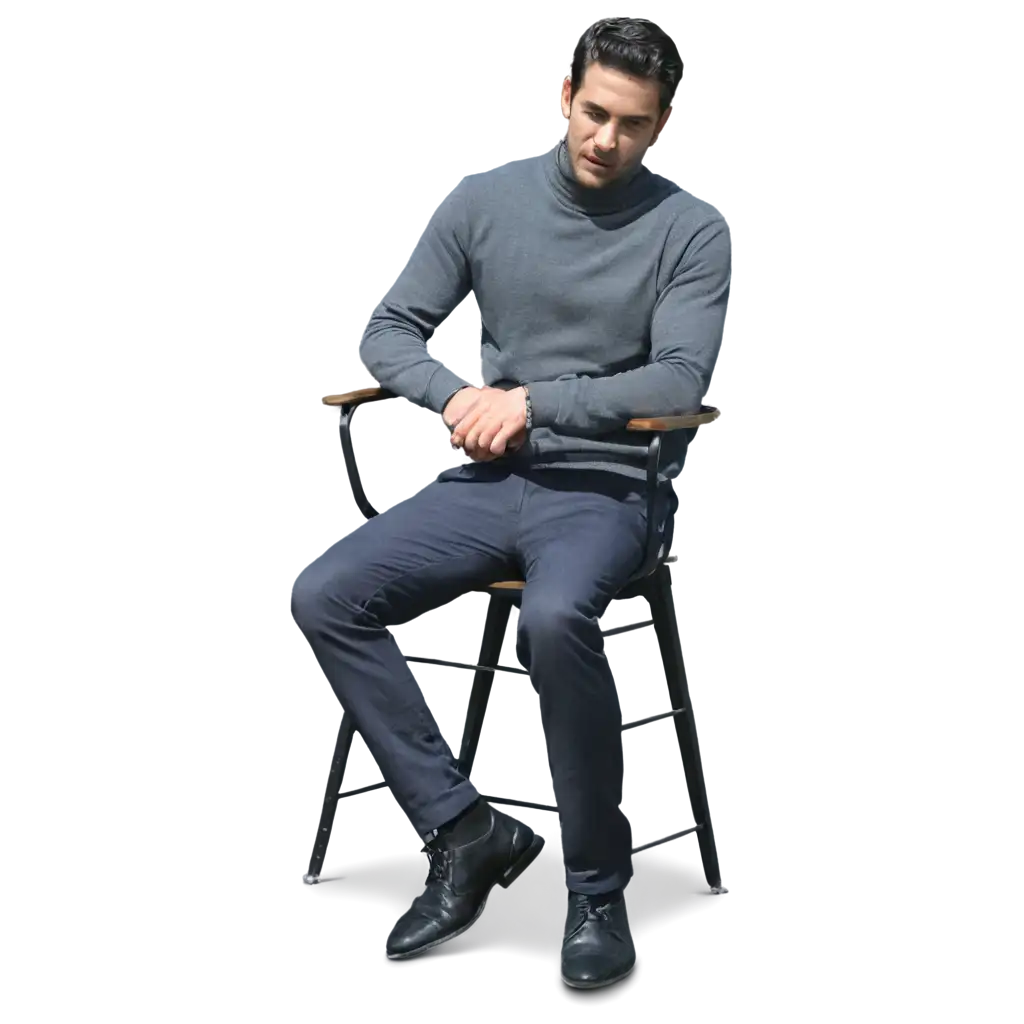 drawn man sitting on a chair