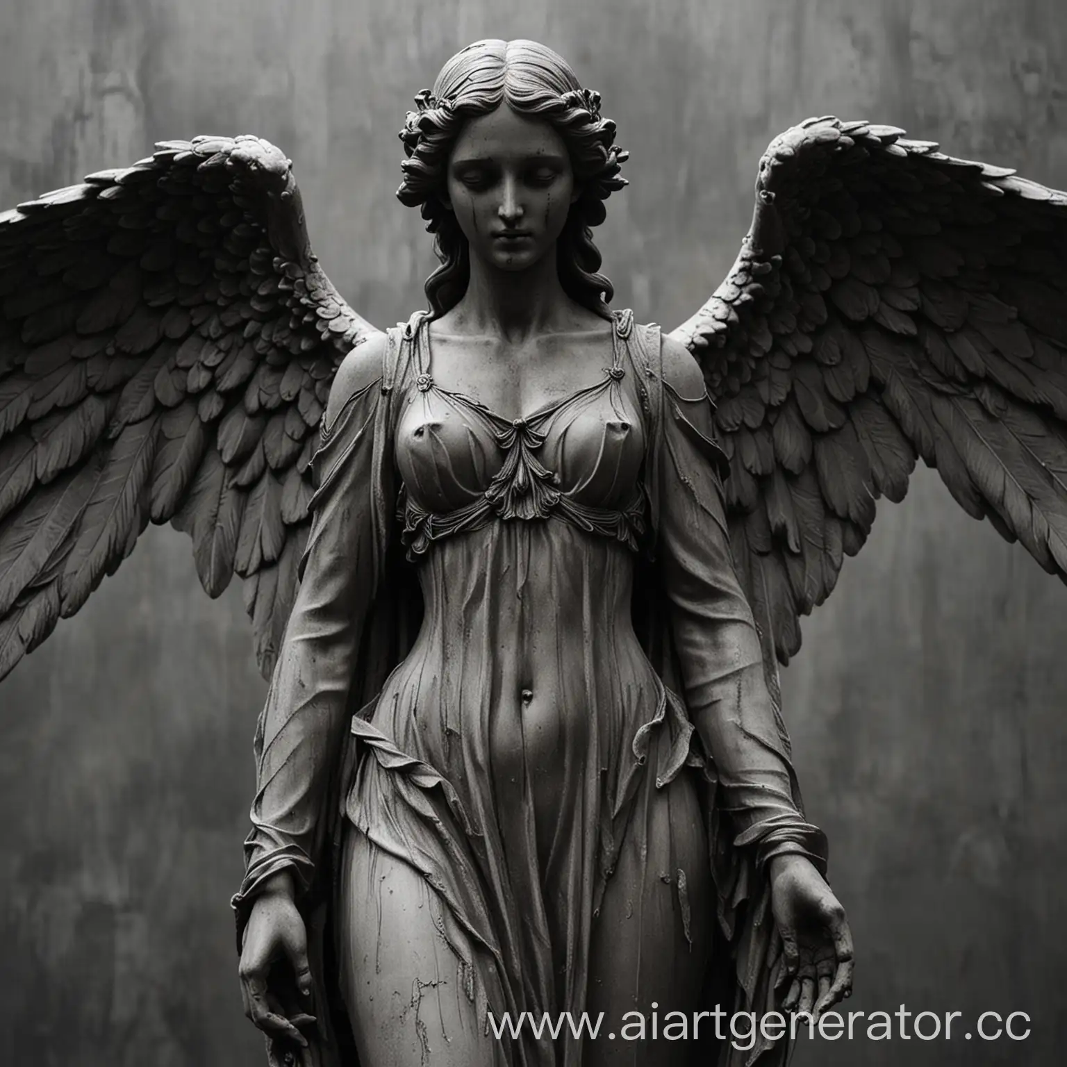 Dark-Aesthetics-Angel-Statue-with-Opened-Wings