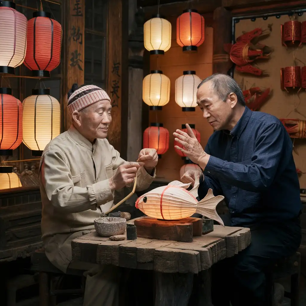 Blind-Artist-Crafting-Fish-Lantern-with-Experienced-Guide-in-Traditional-Chinese-Studio
