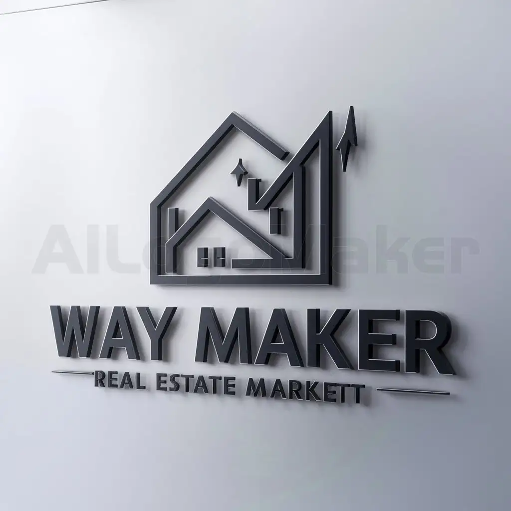 a logo design,with the text "Way maker", main symbol:Real-estate and share market,complex,clear background
