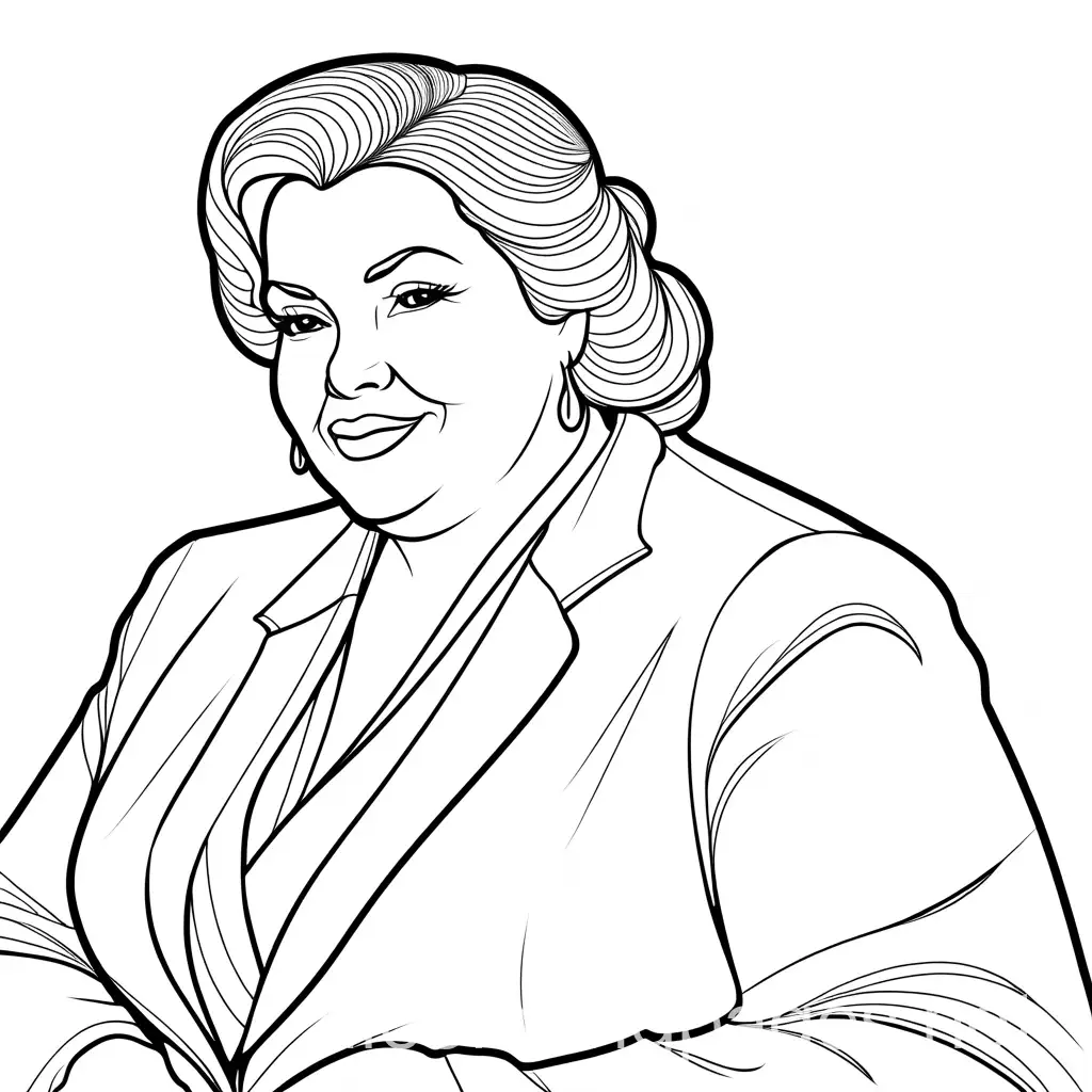 plus size woman as president, Coloring Page, black and white, line art, white background, Simplicity, Ample White Space
