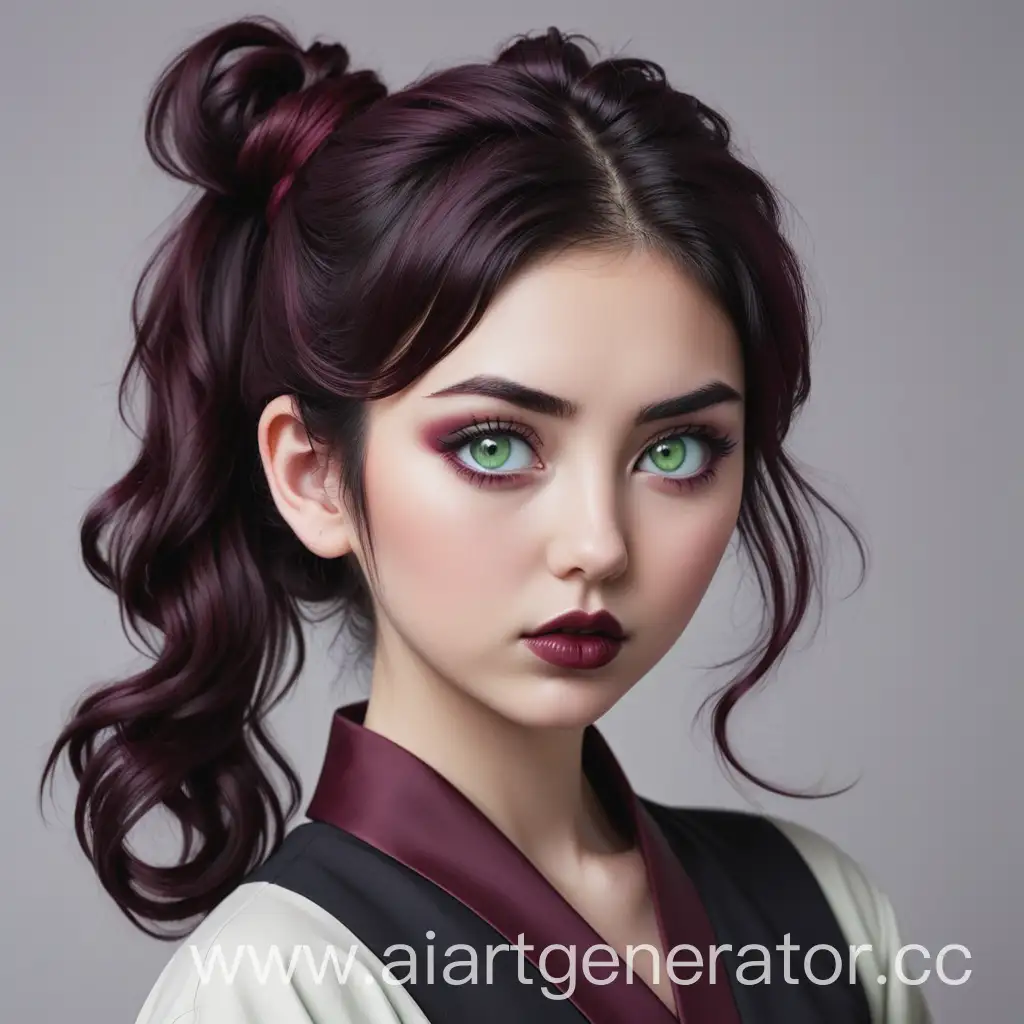 Elegant-Fusion-of-Japanese-and-European-Beauty-with-Dark-Burgundy-Hair