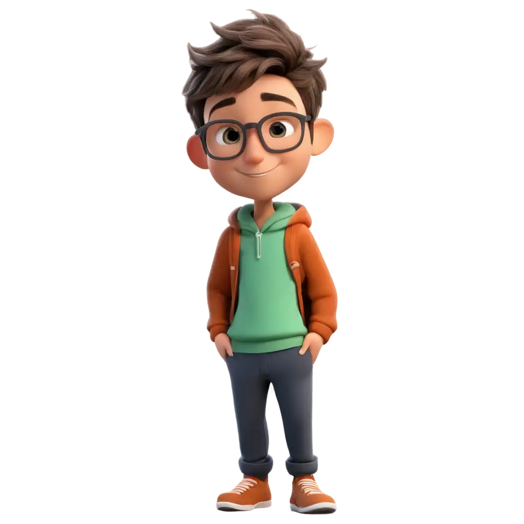 Cute boy in cartoon with eyeglasses