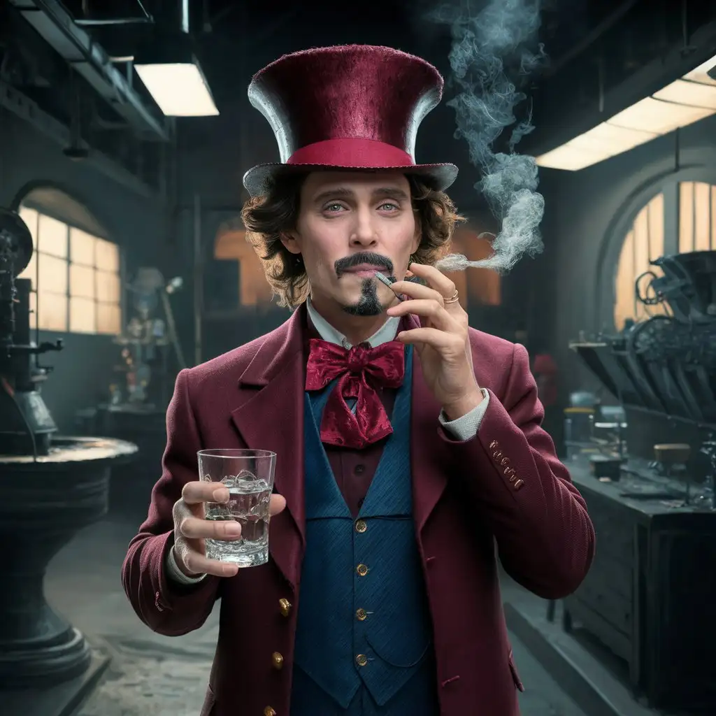 Johnny-Depp-Willy-Wonka-Smoking-Weed-and-Drinking-Vodka-in-Realistic-4K-Photography