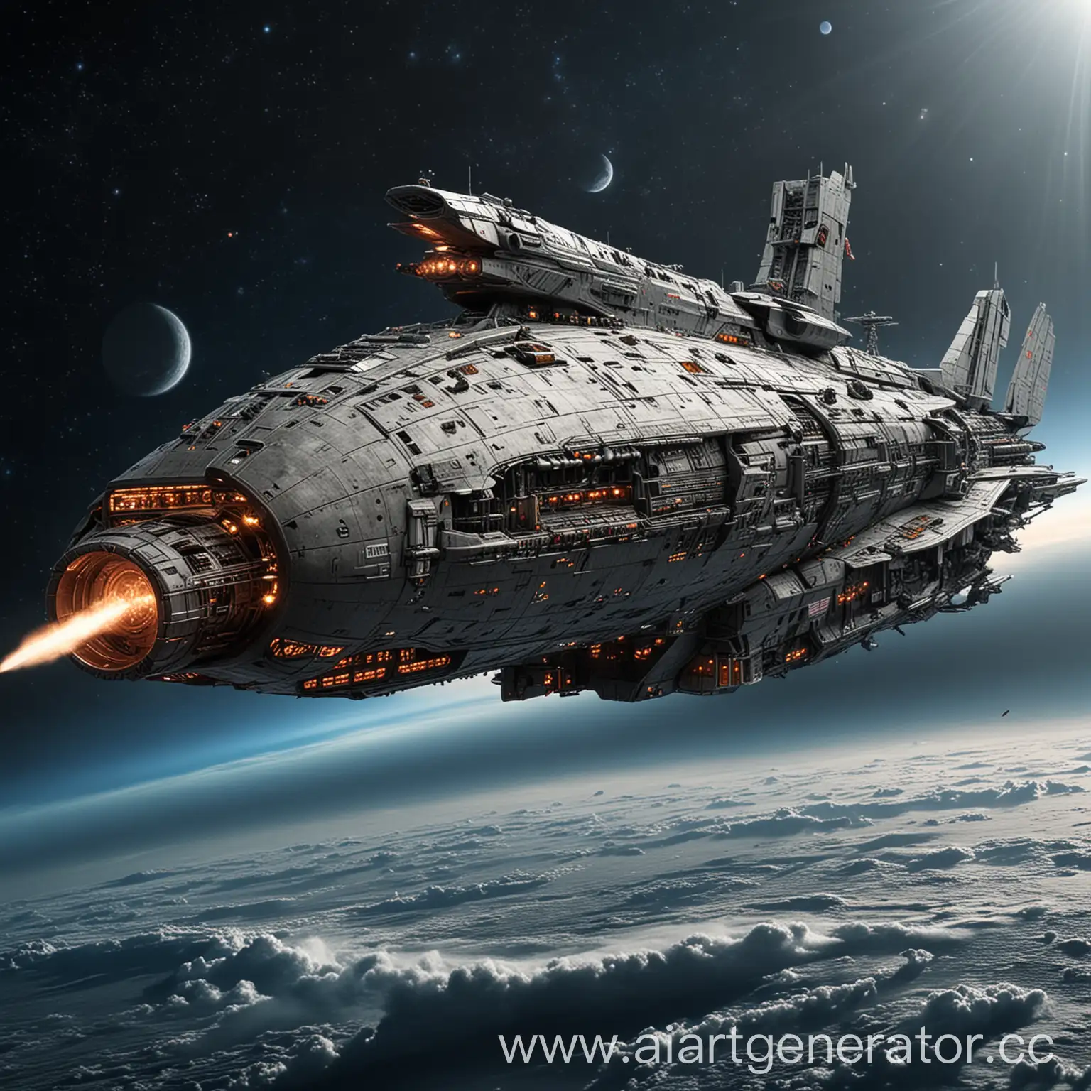 Massive-Battleship-Spacecraft-in-Deep-Space
