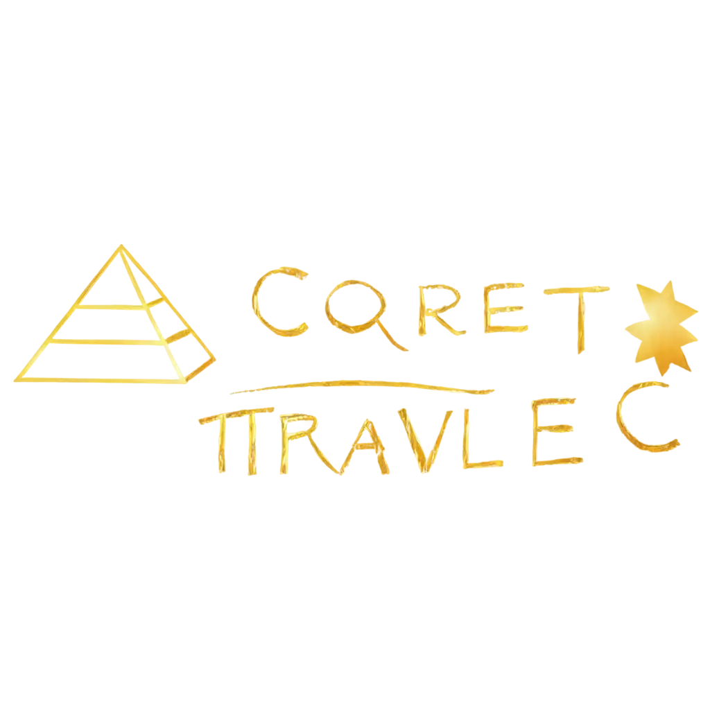 a logo of a travel agent called "correct travel" including a simpole of pyramids and sun