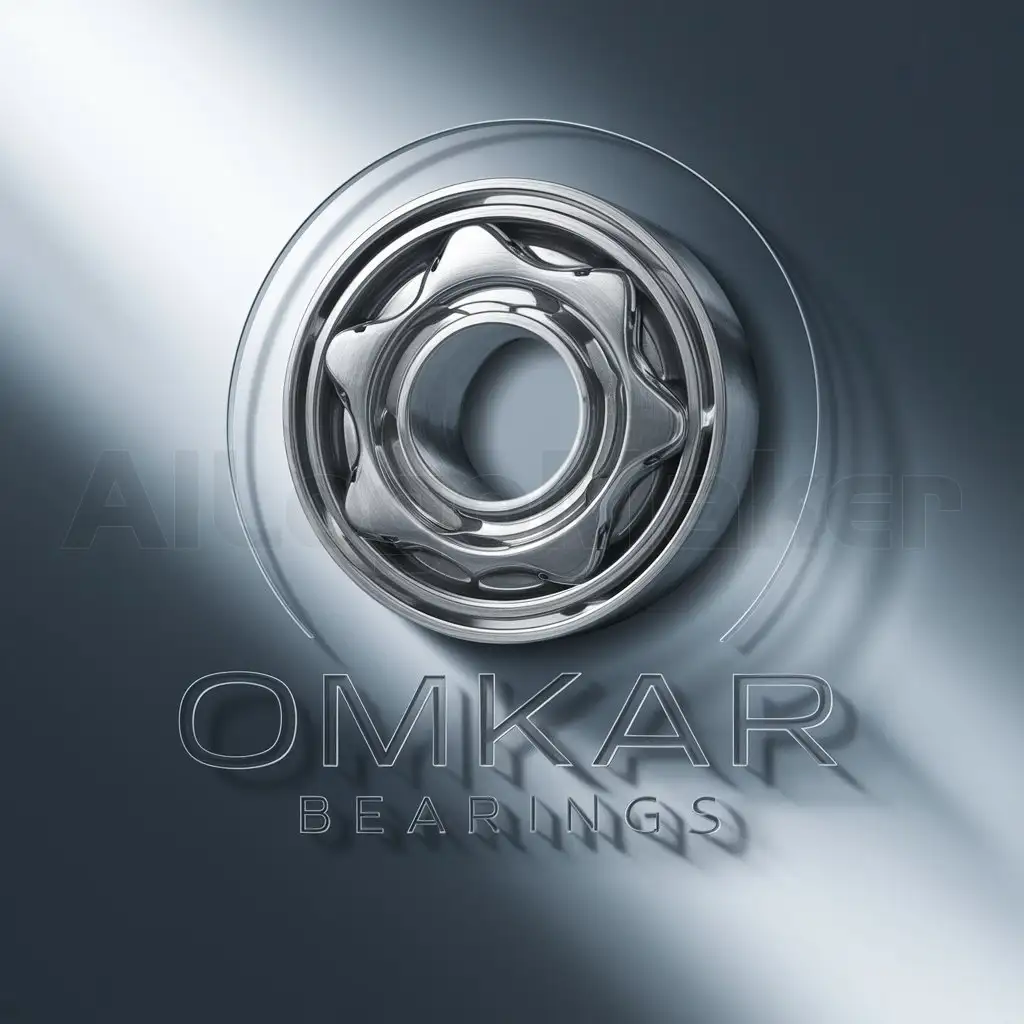 a logo design,with the text "OMKAR BEARINGS", main symbol: A Ball Bearing,complex,clear background