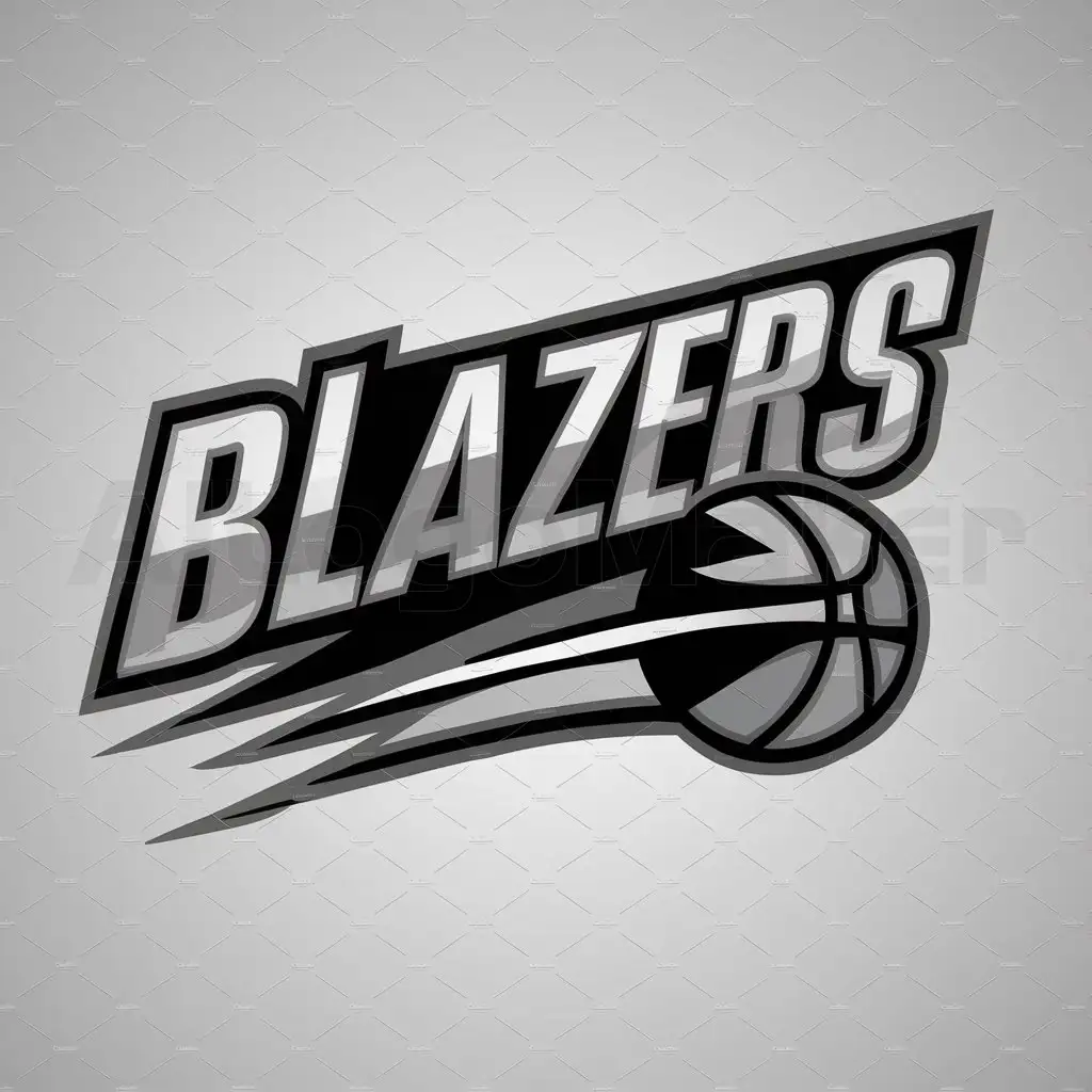 a logo design,with the text "BLAZERS", main symbol:BLACK AND GREY,Moderate,be used in Basketball industry,clear background