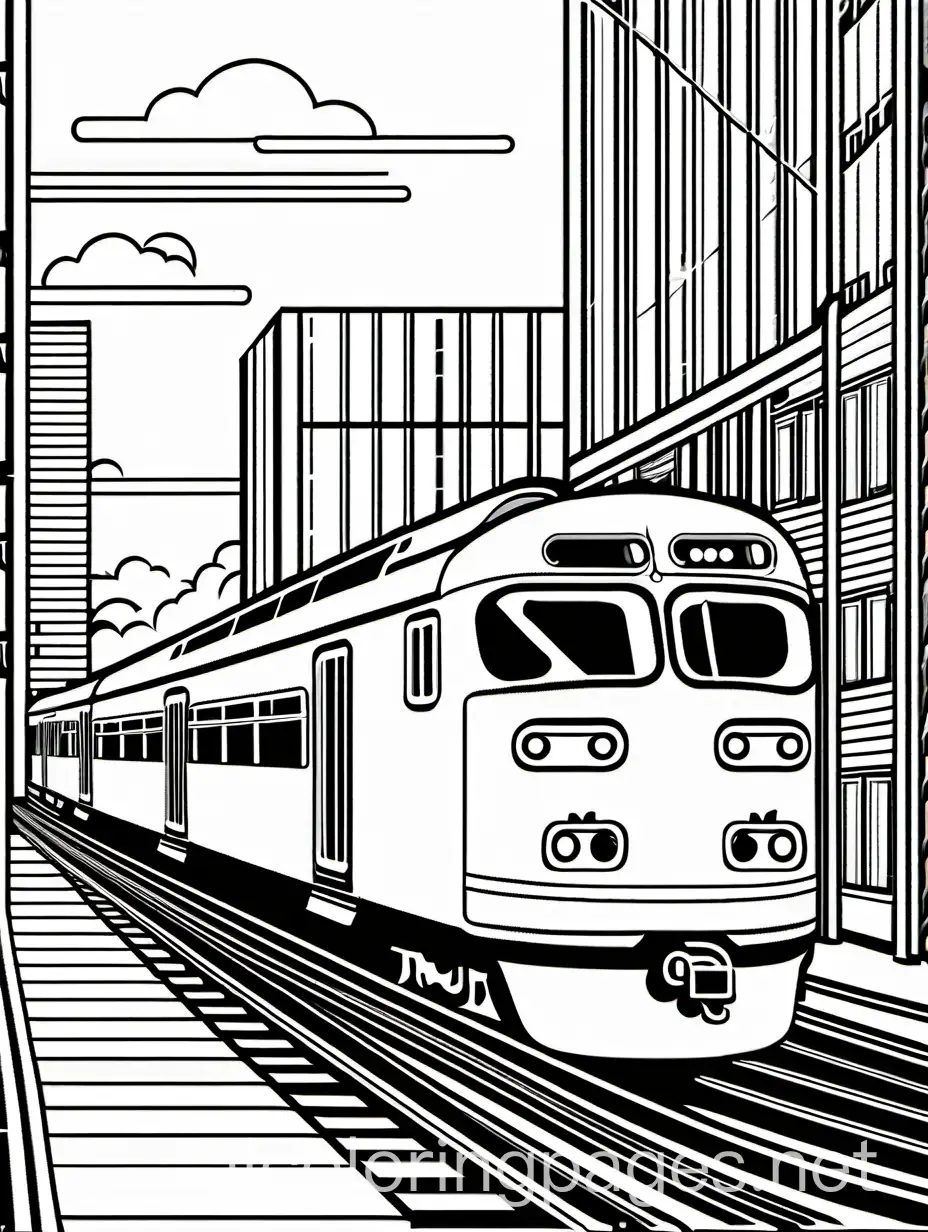 Ottawa Canada o train, Coloring Page, black and white, line art, white background, Simplicity, Ample White Space. The background of the coloring page is plain white to make it easy for young children to color within the lines. The outlines of all the subjects are easy to distinguish, making it simple for kids to color without too much difficulty, Coloring Page, black and white, line art, white background, Simplicity, Ample White Space. The background of the coloring page is plain white to make it easy for young children to color within the lines. The outlines of all the subjects are easy to distinguish, making it simple for kids to color without too much difficulty