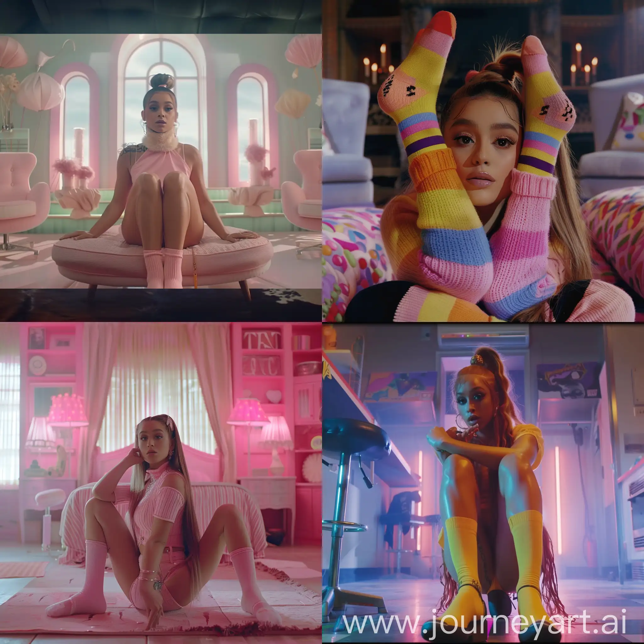 Ariana-Grande-Modeling-Socks-in-Commercial-Setting