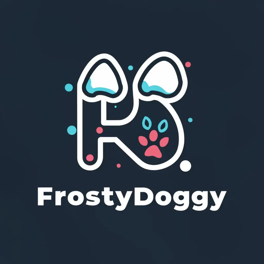 a logo design,with the text ""FrostyDoggy"", main symbol:FD,Moderate,be used in Animals Pets industry,clear background
