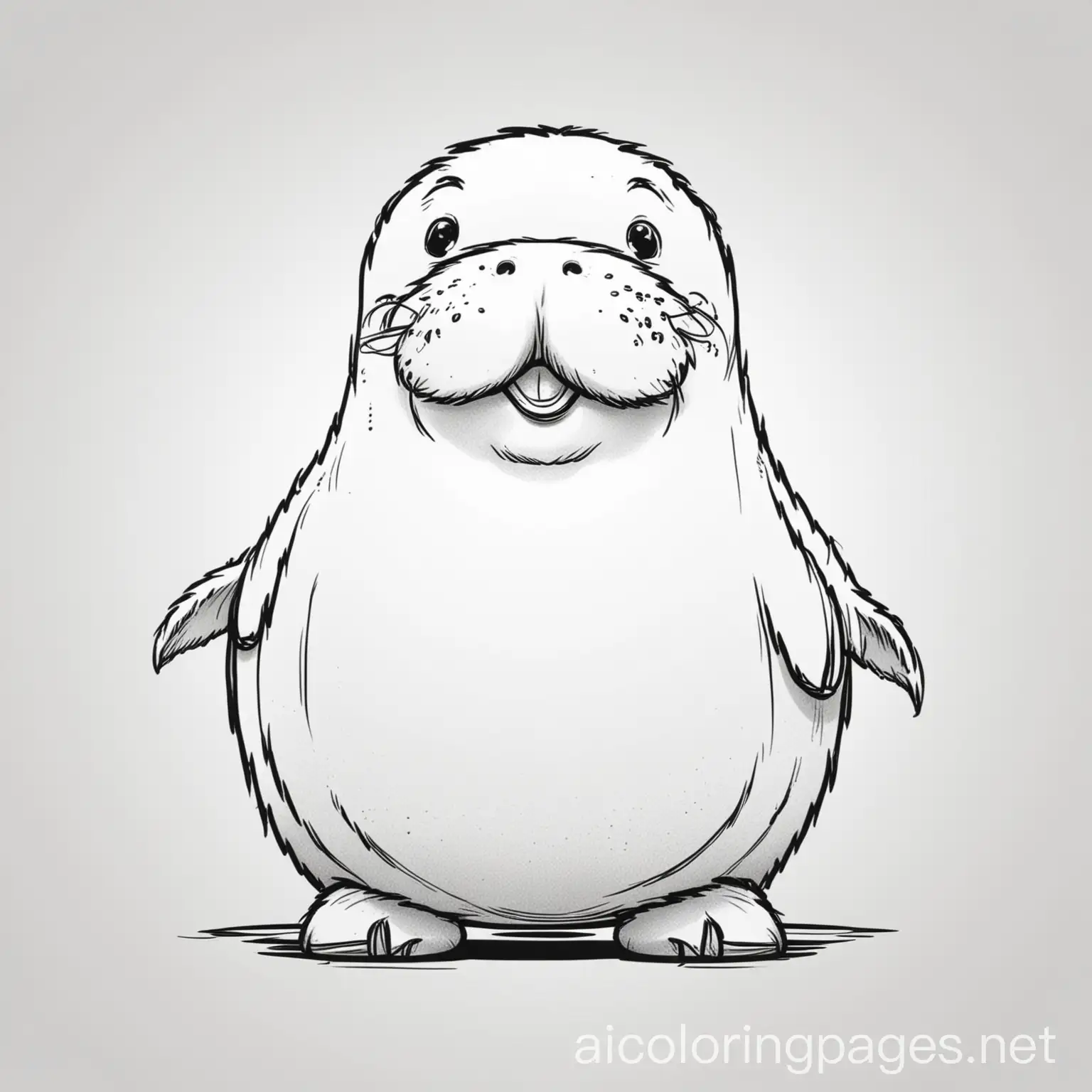 Cartoon-Walrus-Coloring-Page-with-Simplicity-and-Ample-White-Space