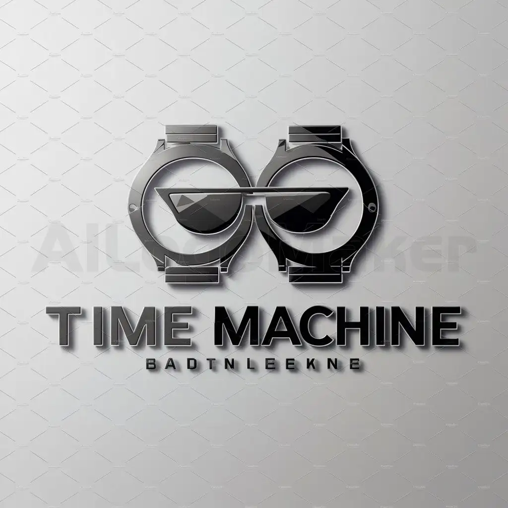 LOGO-Design-For-Time-Machine-Elegant-Watches-and-Shades-Emblem-on-a-Polished-Background