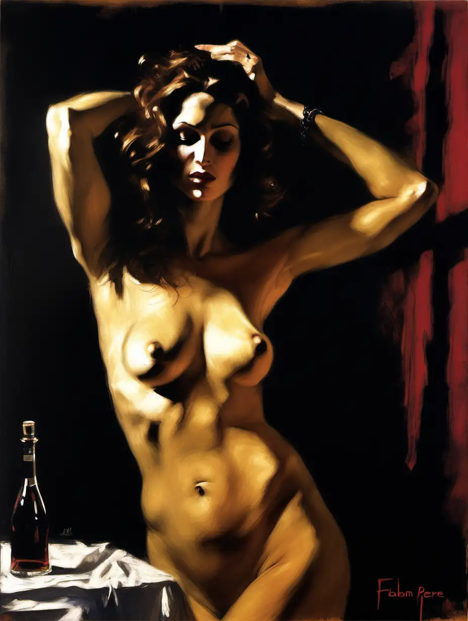 Elegant Oil Painting of a Nude Woman as Ariadne by Fabian Perez