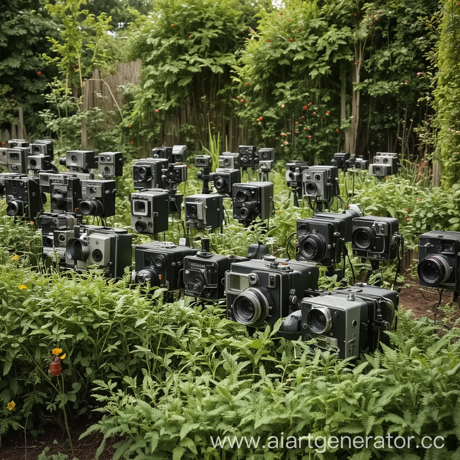 Colorful-Cameras-Blossoming-in-a-Vibrant-Garden