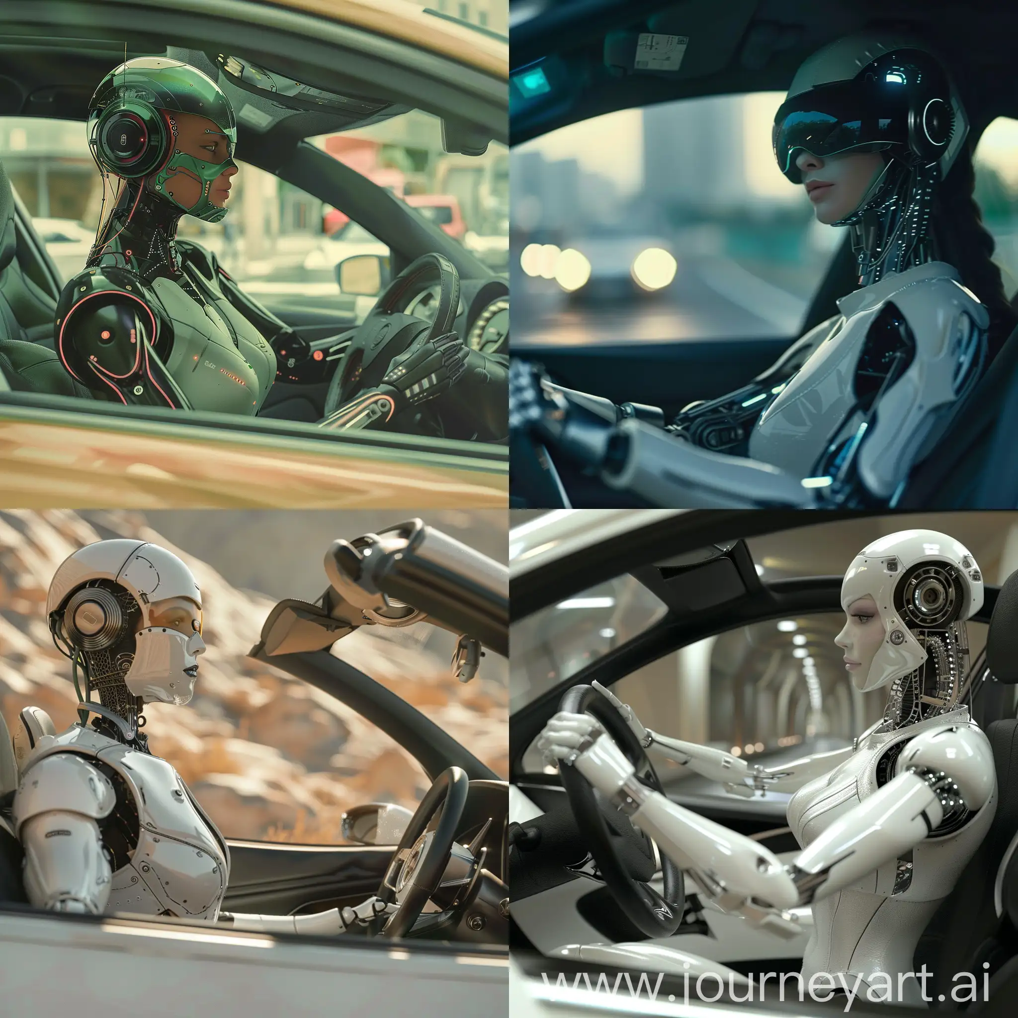Android-Woman-Driving-Car-in-Futuristic-Setting