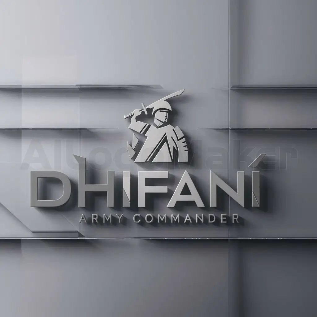 a logo design,with the text "Dhifani", main symbol:Army Commander,Moderate,clear background
