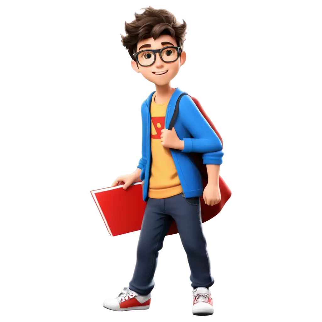 Geek-Cute-Boy-Comic-Collector-PNG-Image-Illustration-for-Digital-Delight