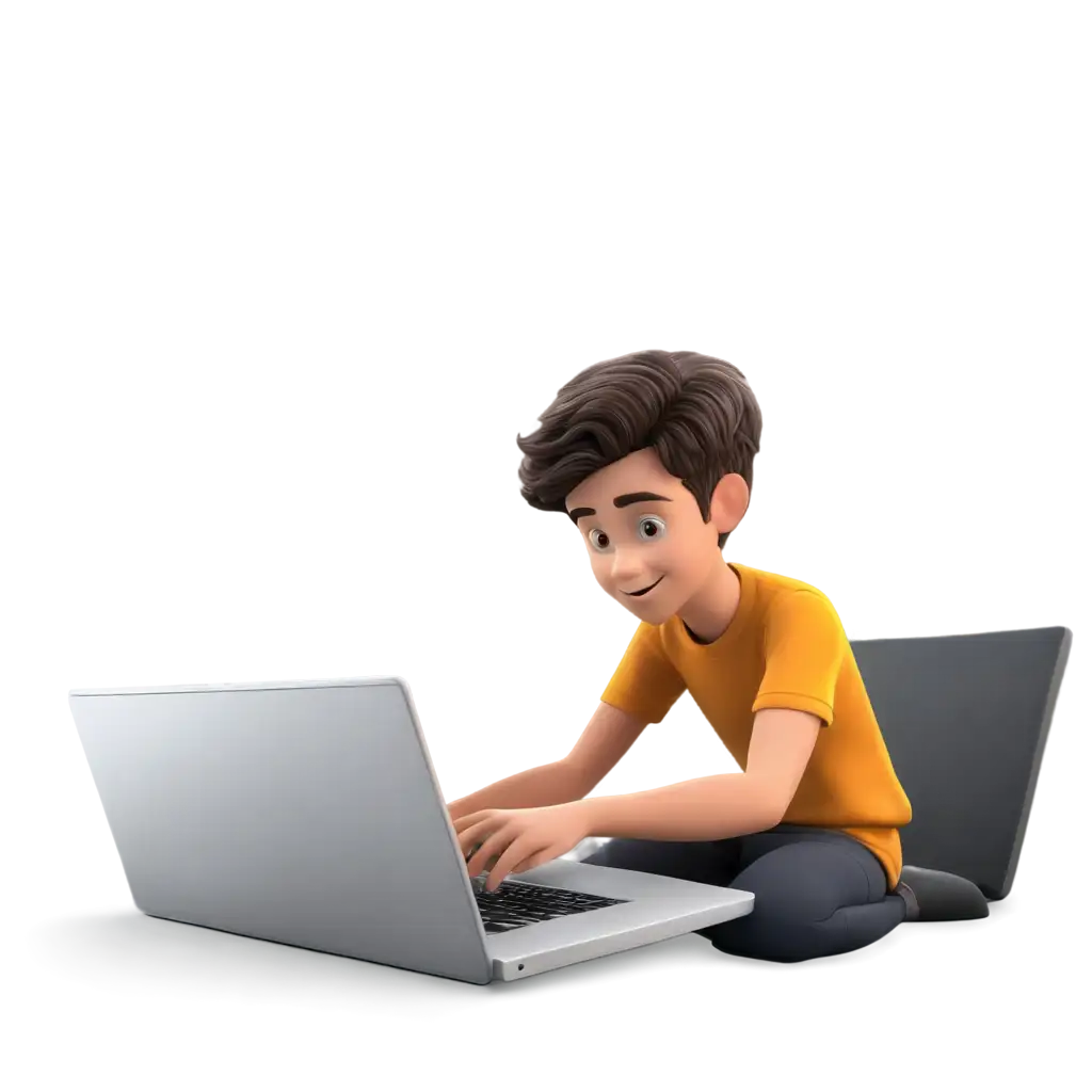 Boy-Developing-Website-on-Laptop-HighQuality-PNG-Image-Illustration