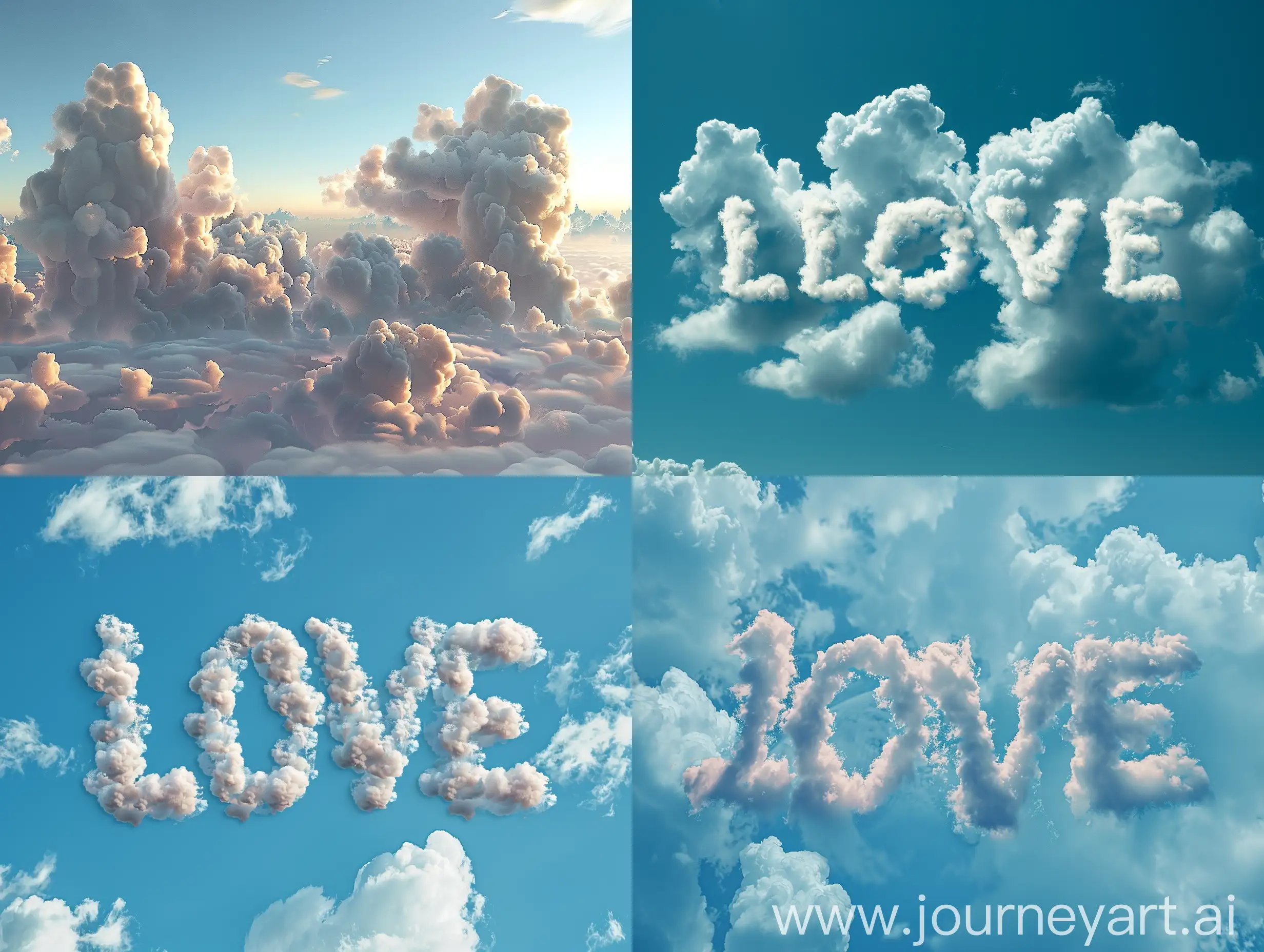 Нарисуй облака в виде слова "любовь"