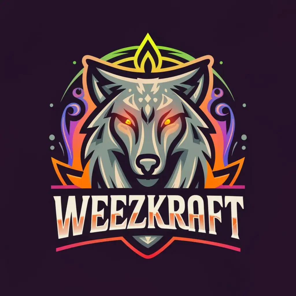 a logo design,with the text "WeezKraft", main symbol:wizard wolf,Moderate,be used in Entertainment industry,clear background