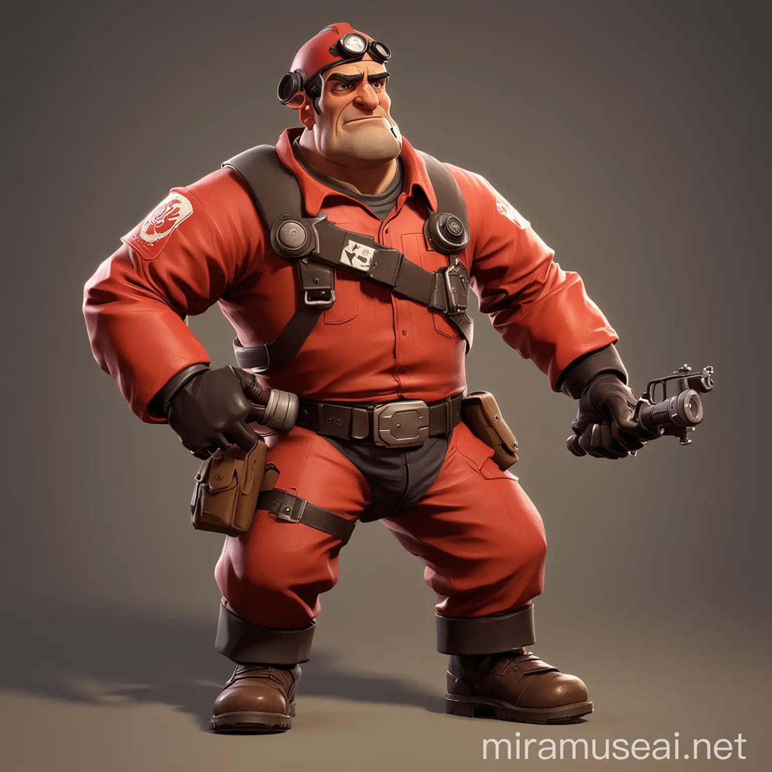 Cartoon Red Engineer from TF2 Video Game