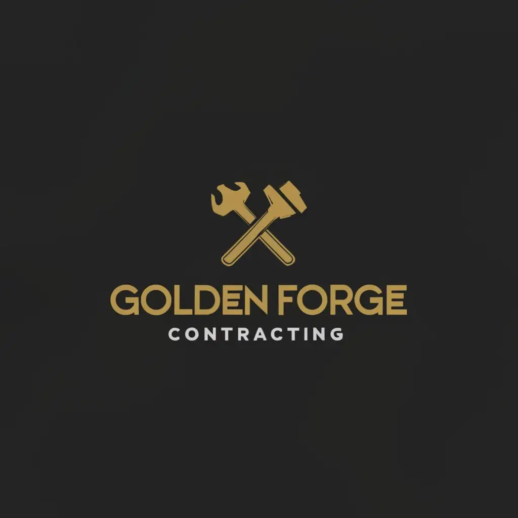 a logo design,with the text "Golden Forge Contracting", main symbol:  create a modern and sleek logo for my construction company. We are a new Zealand company. The logo should primarily feature the company name and should be in a gold colour.
The company called "Golden Forge Contracting".
it needs to give a person a kind of sedate feeling capable.
it needs to simple and smart look.
Modern Construction Company Logo in Golden colour,
Key Requirements:
- Design an eye-catching, modern, and sleek logo for a construction company
- Ensure the logo primarily features the company name and is designed in gold color or Pantone gold

Context of Usage:
- The logo will be used across online platforms ( website, social media ), print materials ( business cards, brochures ), and physical spaces (signage, uniforms),,Moderate,be used in Construction industry,clear background