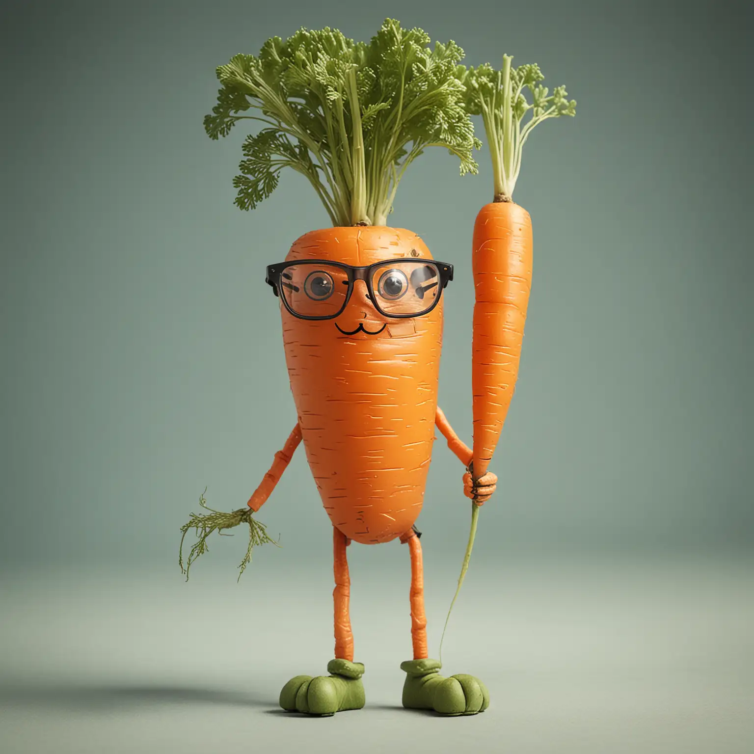 Playful Carrot Character with Glasses and Legs