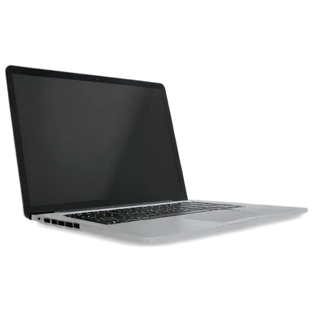 Isolated laptop with blank screen.