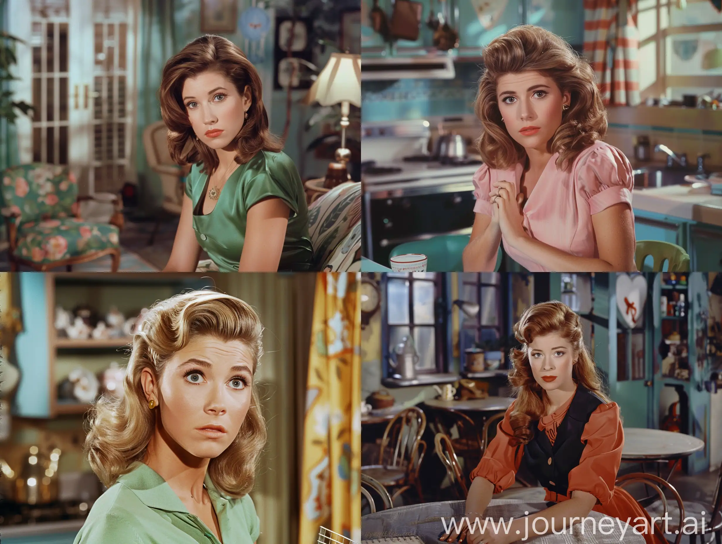 rachel green from friend series,1950's style, super panavision 70 film stock,colory image
