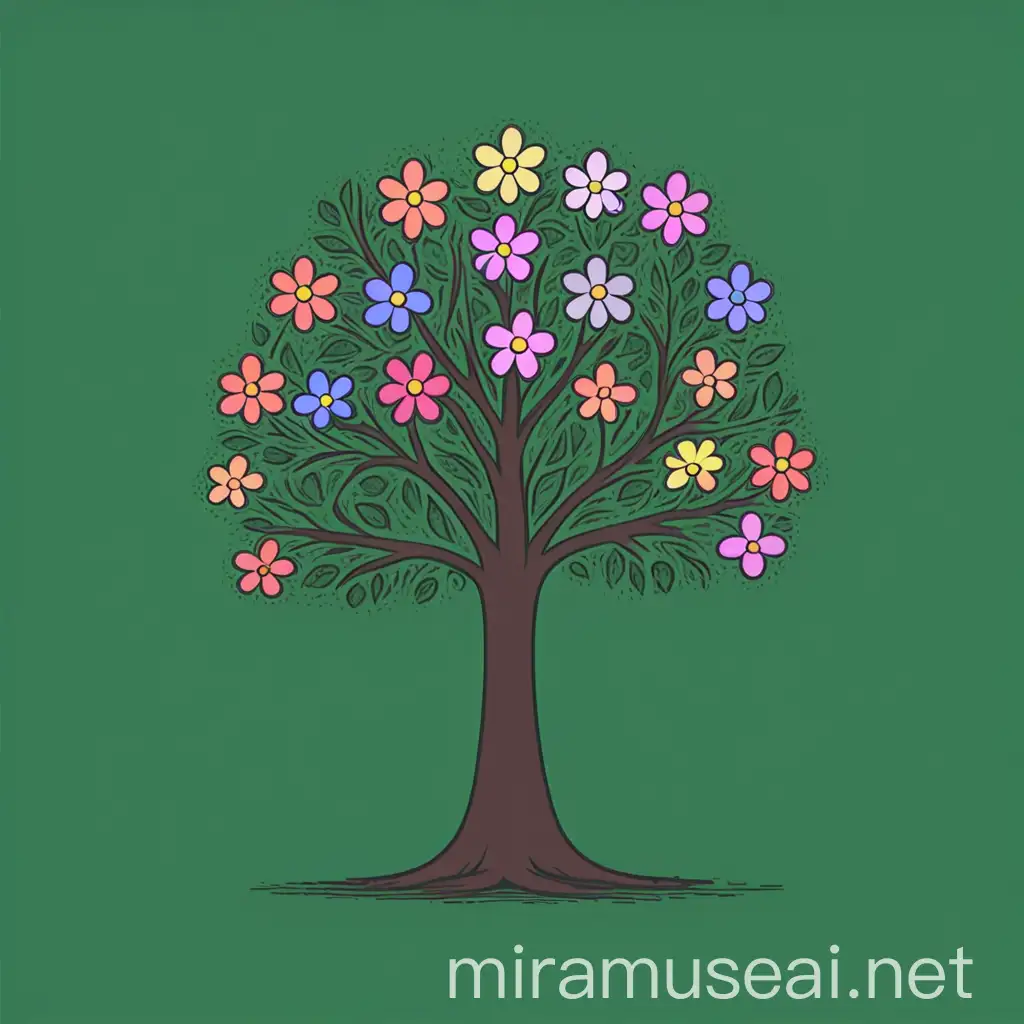 
I'm going to create a very simple symbolic image with #fdcb00 color background, whose main message is a tree and flower without details and with the main character, with a cold color code like #7b8e1c.