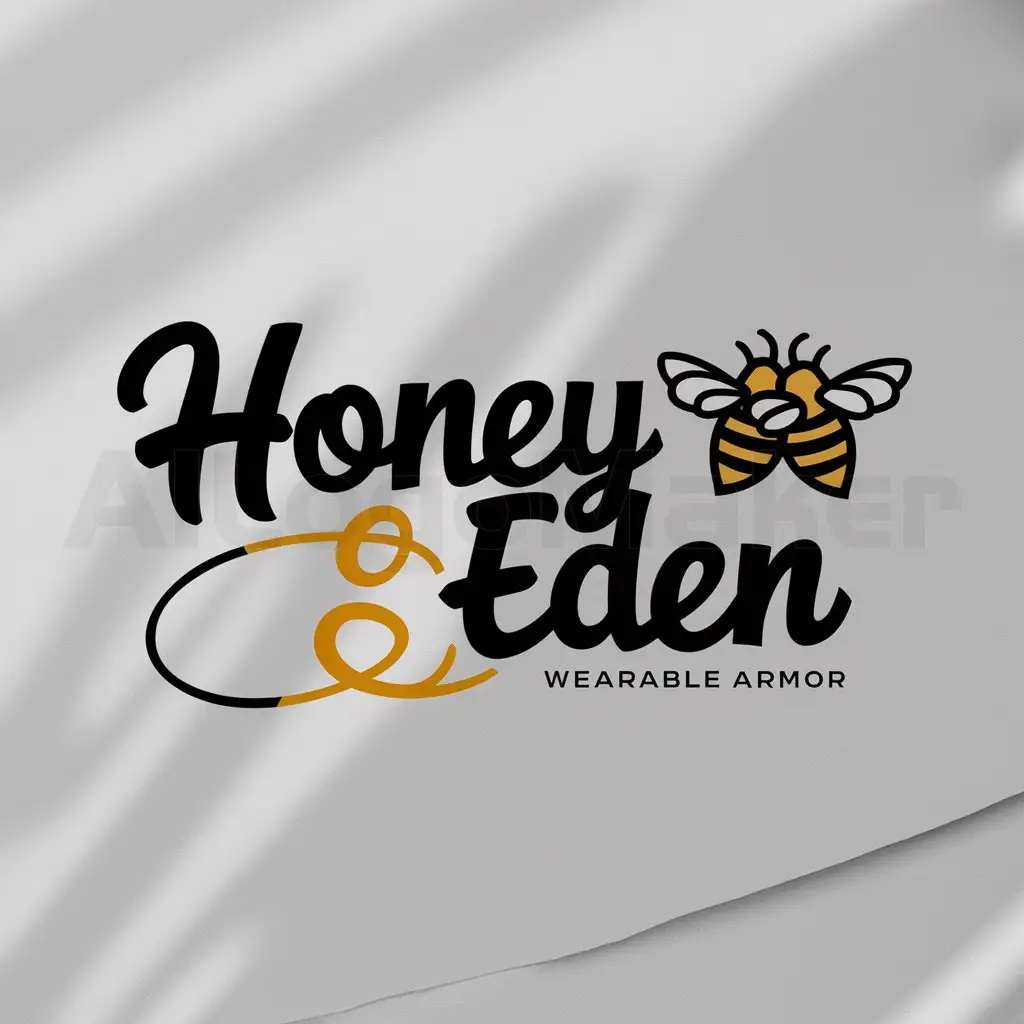 LOGO-Design-For-Honey-Eden-Elegant-Text-with-Bee-Symbol-Perfect-for-Wear-Armor-Industry