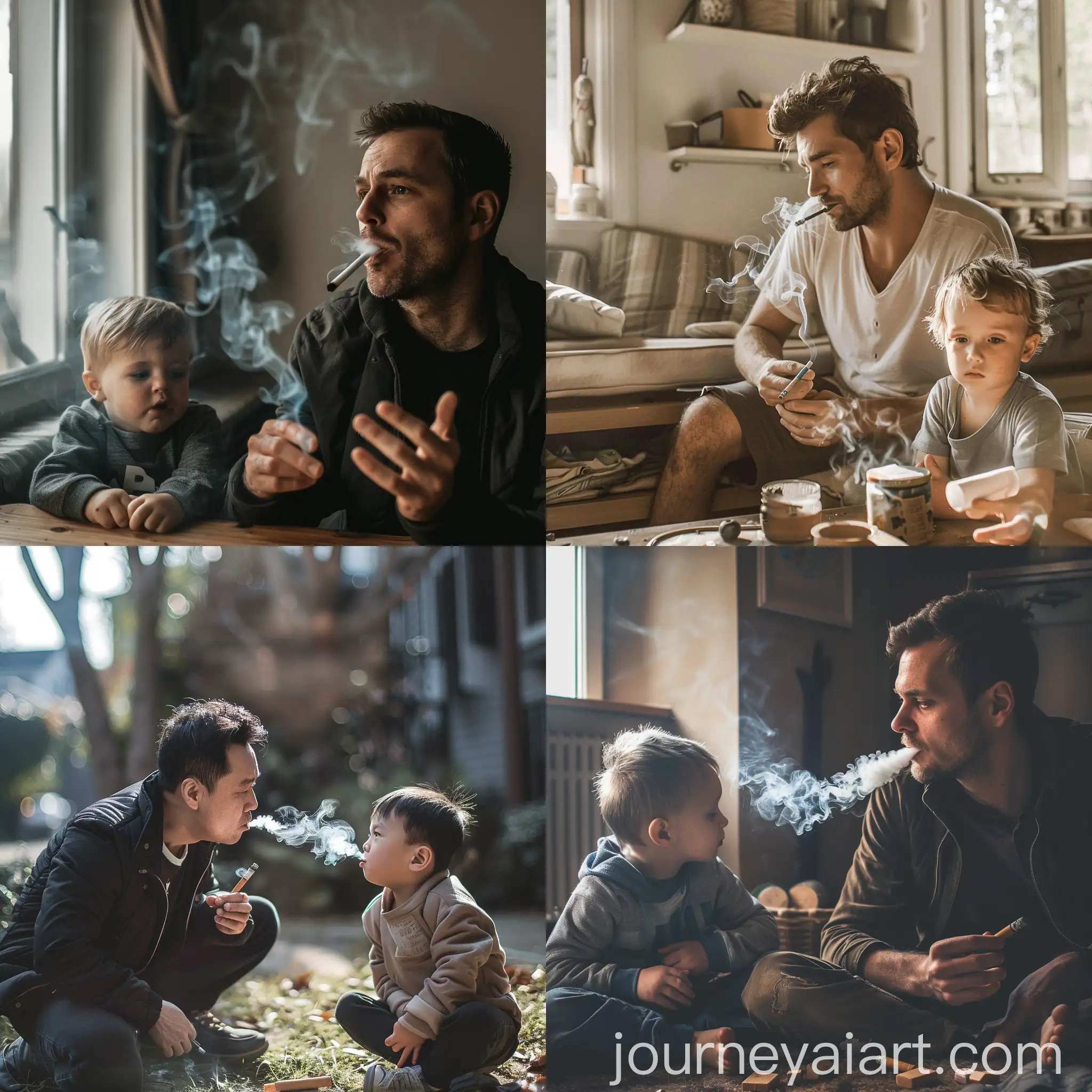Father-Smoking-While-Son-Plays